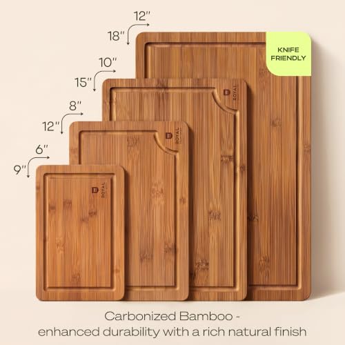 Wooden Cutting Boards for Kitchen Meal Prep & Serving (4 Count)