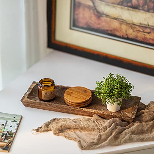 Decorative Wooden Tray Long Narrow Centerpiece Candle Holder