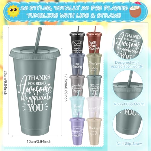 60 Pcs Employee Appreciation Gifts Bulk 24 oz Thank You Tumbler with Lid and Straw Mini Spiral Notebooks and Pens Appreciation Gifts for Team Employee Coworkers Teacher (60 Count)