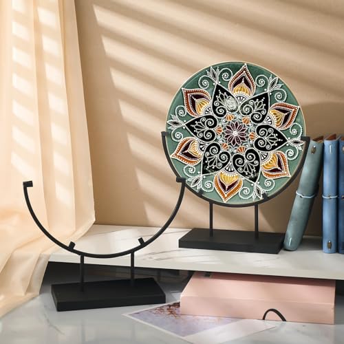 4 Pcs 8 In Round Metal Display Stand for Display Stained Glass (4 Count)