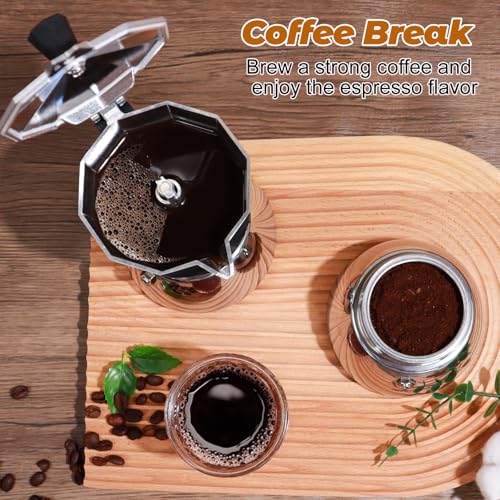 No Coating 6 Cup Aluminum and Stainless Steel Moka Pot Stovetop