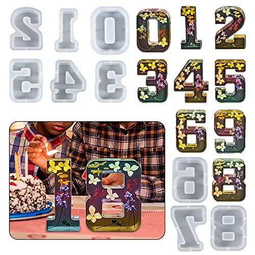 7 inch Number Resin Mold 7 Inches 9 Pack Arabic Alphabet Mold 0