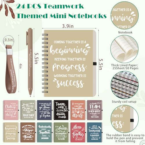 24 Set 96 Pcs Team Appreciation Gifts Bulk Team Thank You Gift Set 16 oz Coffee Cups Thank You Mini Spiral Notebooks Pens Keychains for Staff Teacher (24 Count)