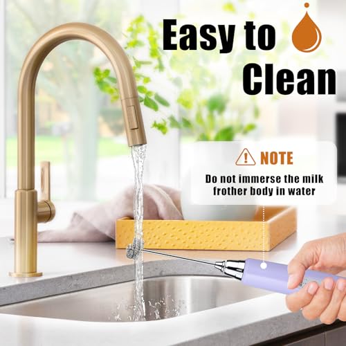 Light Purple Milk Frother Wand for Coffee