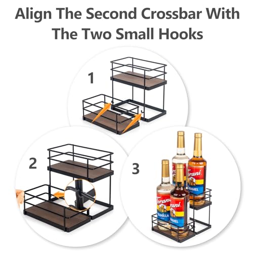4 Bottle Capacity Coffee Syrup Organizer 2 Tier Coffee Syrup Stand Shelf for Coffee Bar Kitchen Small Wine Rack for Bar Family Storage for Syrup Wine Dressing (13.6 inch(es))
