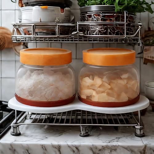 2 Pack Striped Borosilicate Glass Airtight Canisters