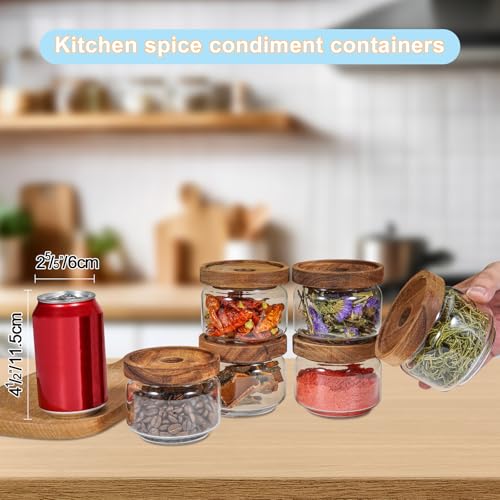 Glass Spice Jar Coffee Sugar Container Airtight Glass Jar Food Storage Canisters Bottle for Kitchen Seasoning Tea Herb Overnight Oats Bar Parfait Snacks