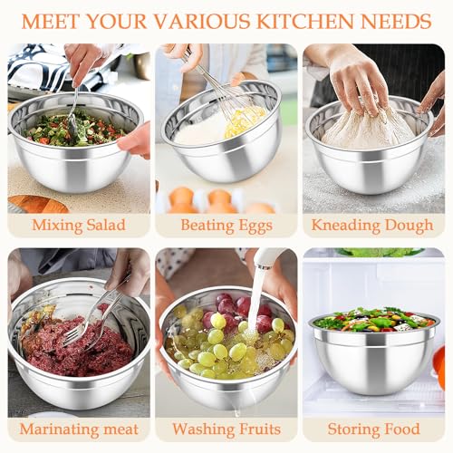 Mixing Bowls Stainless Steel Nesting Salad Bowls Set (6 Count)