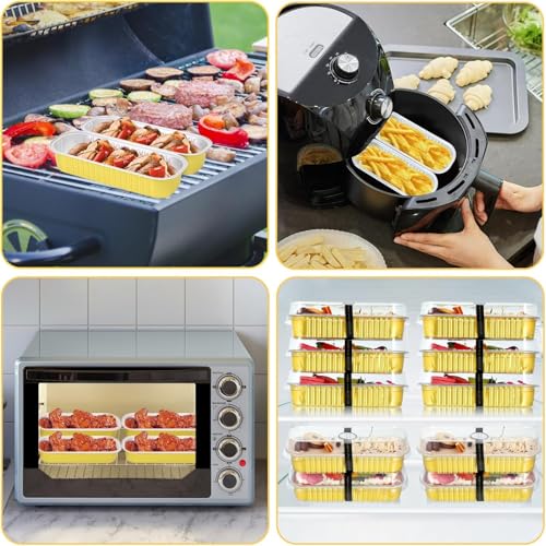 30 Pack Gold Mini Rectangular Aluminum Foil Loaf Pans with Lids 6.8oz (30 Count)