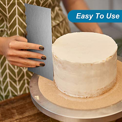 2 Pcs 9 in Double Sided Comb Stainless Steel Cake Scraper Smoother (2 Count)