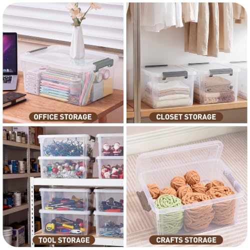 6 Packs 17 QT Plastic Storage Bins with Lids Large Stackable Storage Containers for Organizing Clear Storage Box for Garage (6 Count)