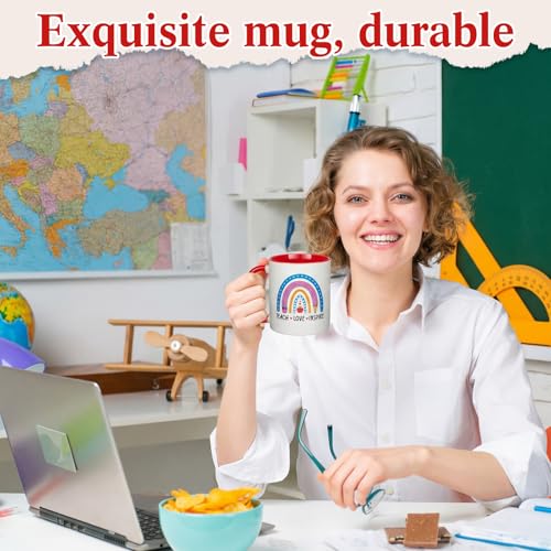 8 Pieces 12 oz Teacher Appreciation Gifts Bulk Coffee Mugs Set with Handle Ceramic Matching Cups Bulk for Best Teacher Thank You Home School Office Table Centerpieces (8 Count)