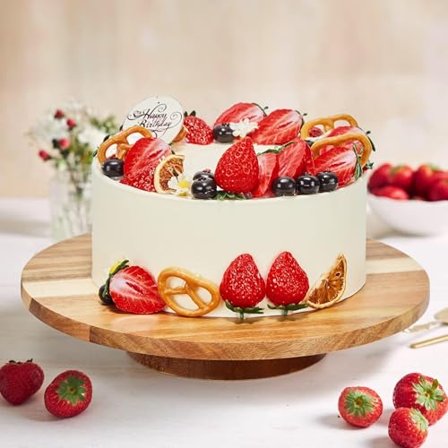 12" Acacia Wood Revolving Cake Stand