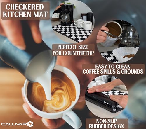 Checkered Coffee Bar Mat 18x12 in Silicone