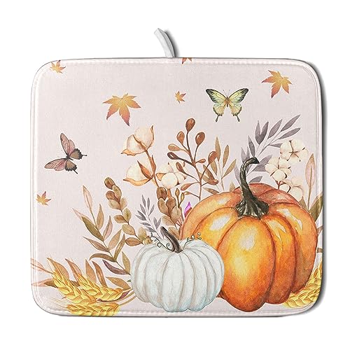 Fall Pumpkin Maple Dish Drying Mat for Kitchen Counter