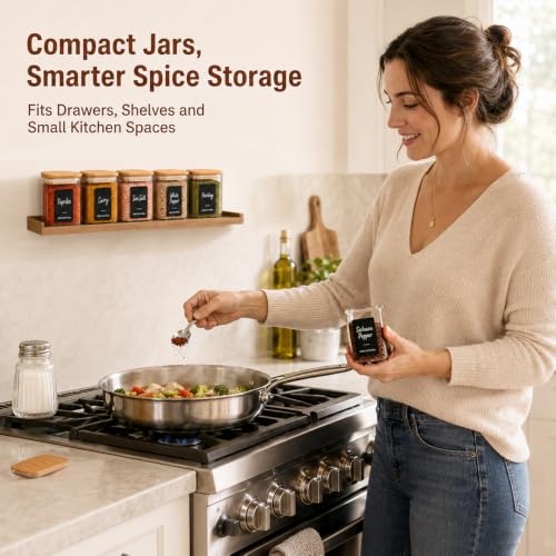 Glass Spice Jars 8oz Set of 6 (6 Count)