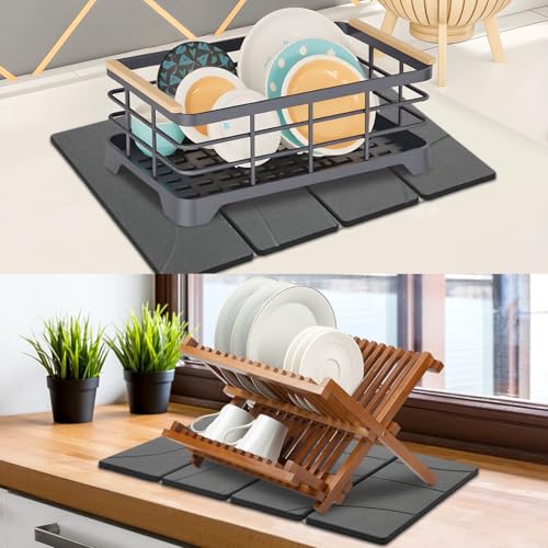 Large Stone Dish Drying Mat for Kitchen Counter (2 Count)