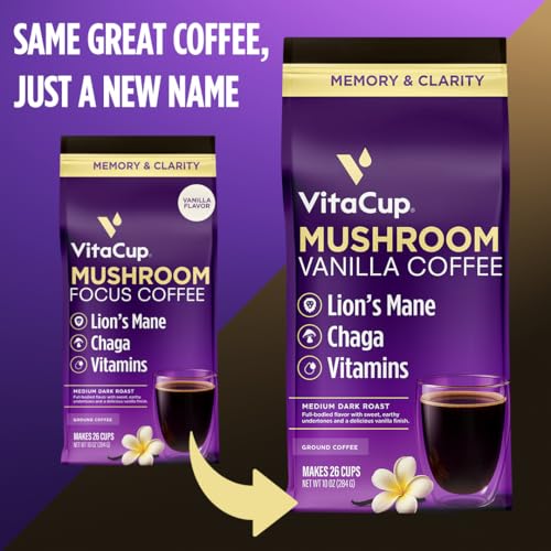 Mushroom Vanilla Flavored Medium Roast Ground Coffee (30 Ounce)
