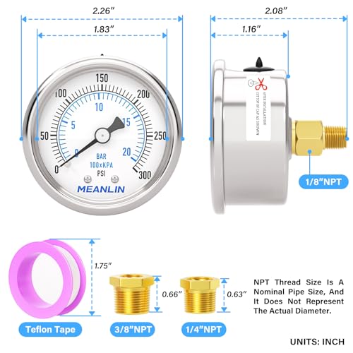0~300Psi Dry Pressure Gauge Stainless Steel 1