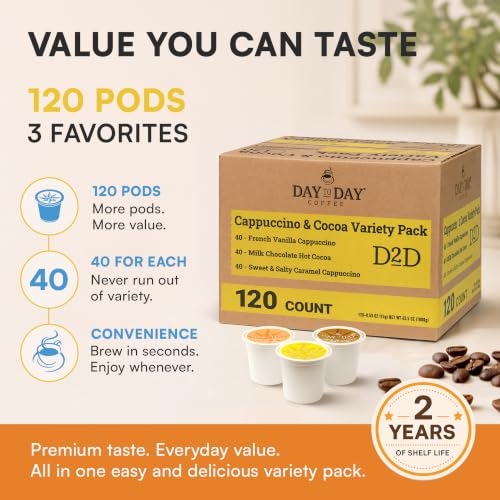 Day To Day Cappuccino and Hot Cocoa Pods (120 Count)