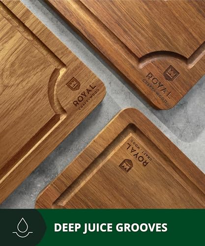 Wooden Cutting Boards for Kitchen Meal Prep & Serving (3 Count)
