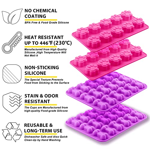 Reusable Silicone Molds with Puppy Dog Paw and Bone Shaped