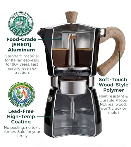 Moka Pot Stovetop Espresso Set & Cuban Coffee Maker 6 (10.2 Ounce)