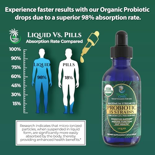 USDA Organic Liquid Probiotics for Men (4.1 Fl Oz)