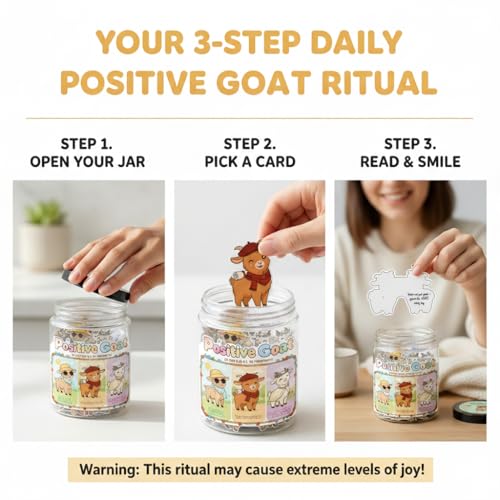 Positive Goat Jar with 60 Daily Affirmation Cards