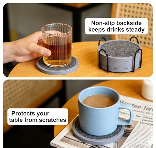 Absorbent Coasters for Drinks with Holder (7 Count)