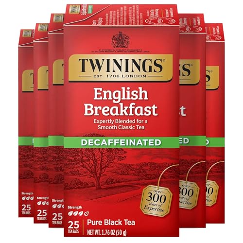 Decaffeinated English Breakfast Black Tea Bags 25 CT Box (150 Count)