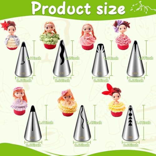 7 Pieces Pleated Skirt Piping Nozzles Set