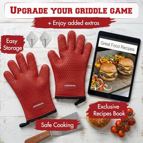 Silicone Griddle Grill Gloves Heat Resistant Oven Mitts