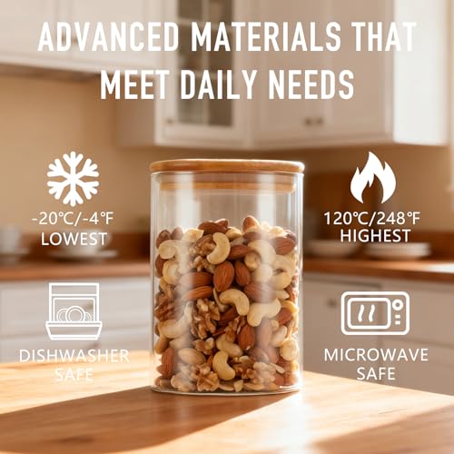 32oz 1Qt Round Glass Storage Containers with Lids 6 (6 Count)