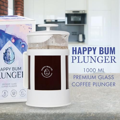 ffee Plunger 1L Glass French Press with Steel Strainer