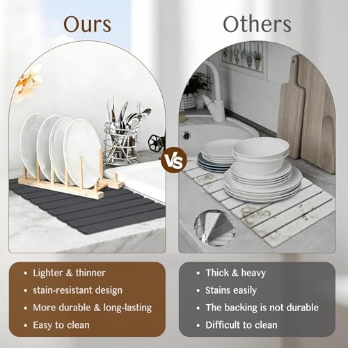 Large Stone Dish Drying Mat for Kitchen Counter (2 Count)