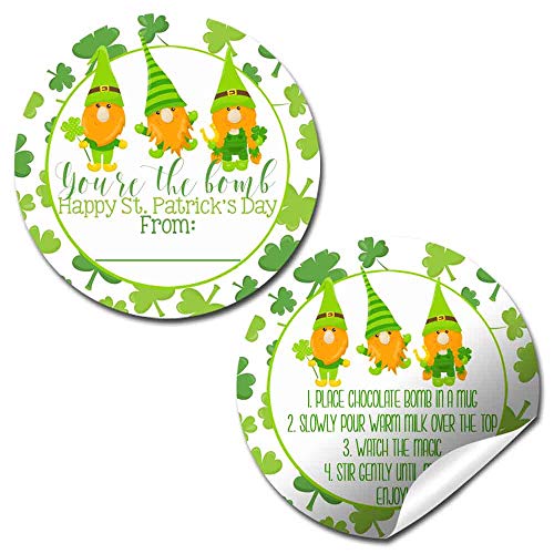 You're The Bomb Gnome Themed St. Patrick's Day Hot Cocoa Bomb Packaging Sticker Labels