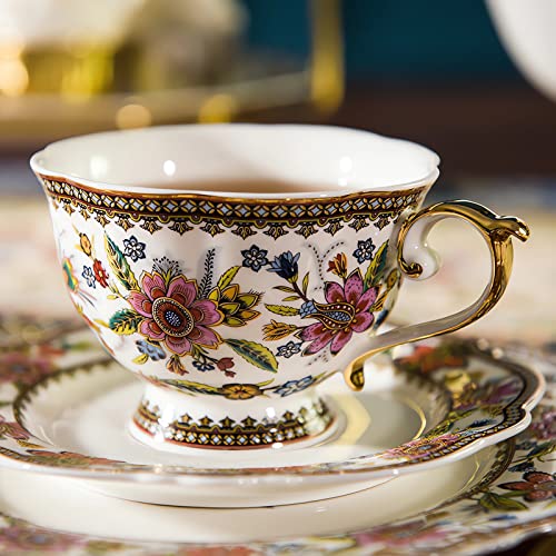 Bone China Tea Cup and Saucer Set for 1 (6.7 Count)