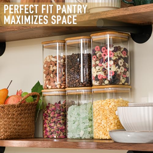 37oz/1.2Qt/1100ml Square Glass Storage Containers with Lids 6-Pack (6 Count)