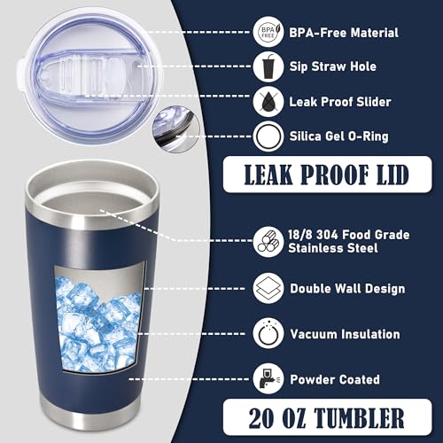 20oz Tumbler Insulated Coffee Tumblers with Lid Stainless Steel Navy 4P (4 Count)