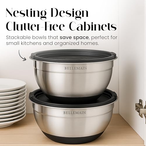 Stainless Steel Mixing Bowls with Airtight Lids Set