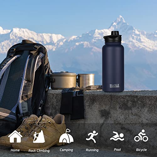 32 oz Insulated Water Bottle Stainless Steel Double Walled Vacuum Sports Water Bottle with 2 Lids