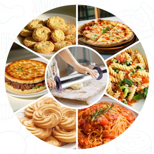 Rolling Pins Stainless Steel Silicone Baking Pastry Mat Set 19 Inch