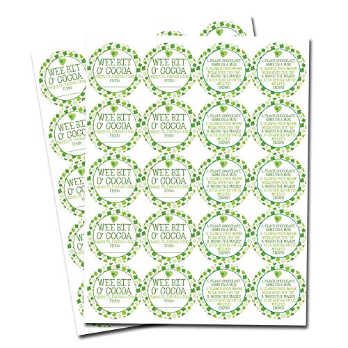 Wee Bit O' Cocoa Shamrock Themed Happy St. Patrick's Day Hot Cocoa Bomb Packaging Sticker Labels