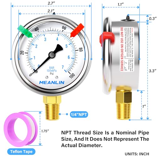 0~100Psi Liquid Filled Pressure Gauge 1