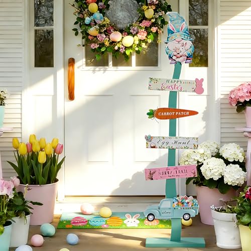 42.9inch Happy Easter Welcome Wooden Porch Sign