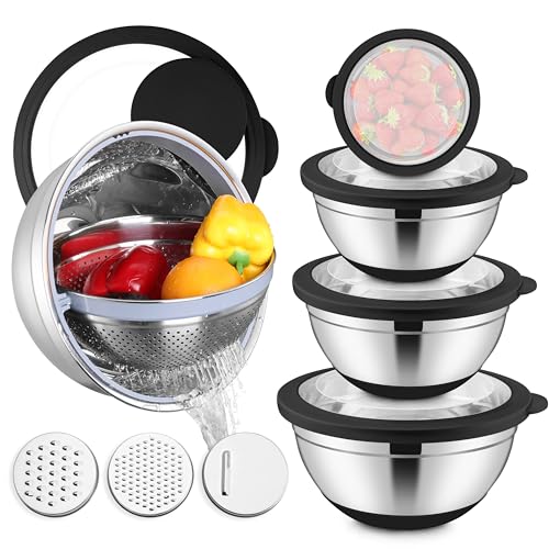Stainless Steel Mixing Bowls with Lids & Colander (6 Count)