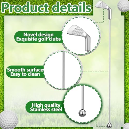 20 Pcs Metal Golf Cocktail Stirrers Swizzle Stir Sticks 7.87 Inch Reusable Drink Stirrer Sticks Party Decorations Golf Party Clubhouse and Outing Decorations (20 Count)