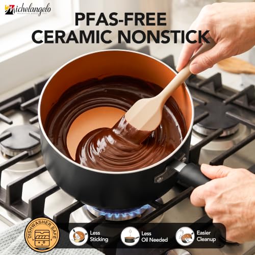 Nonstick Saucepan Set with Lids & Steamer