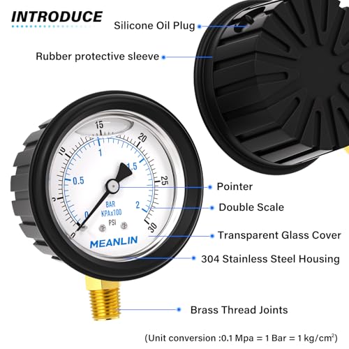 0~30Psi Stainless Steel Liquid Filled Pressure Gauge 1